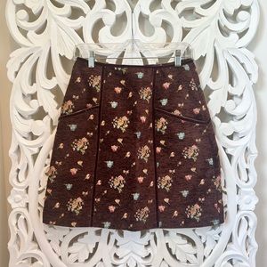 Anthropologie Floral Appliqué Mini Skirt - NWT